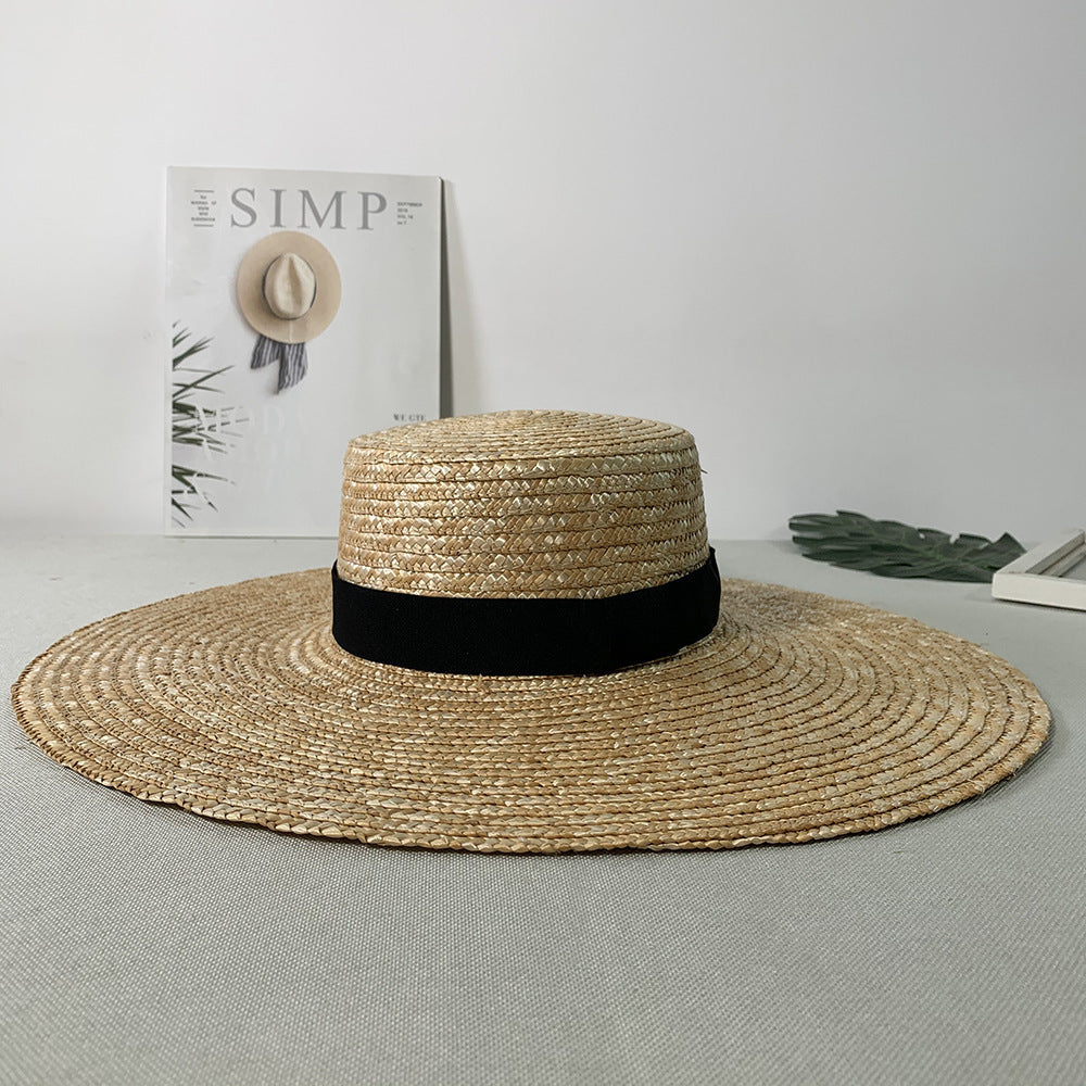 Seaside Sunshade Beach Super Large Brim Flat Top Straw Sun Hat