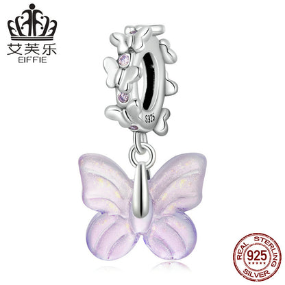 Glass Butterfly Accessories S925 Sterling Silver Pendant