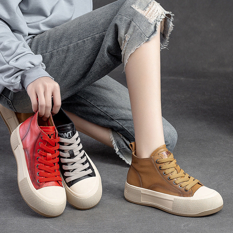 Vintage High-top Cowhide Casual Sneakers