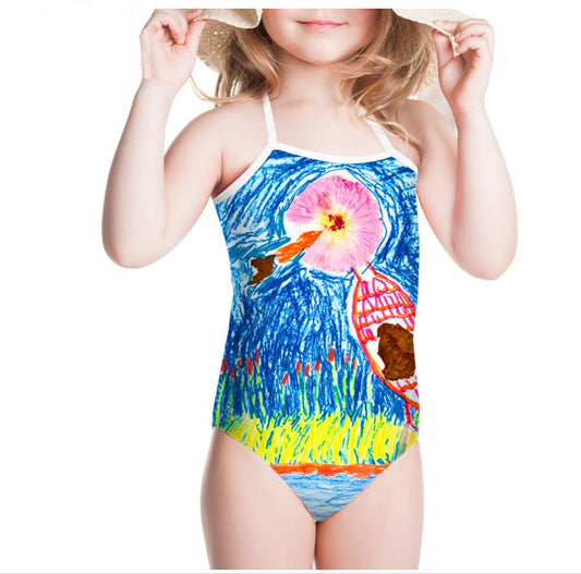 Girls' Printed One-Piece Swimsuit