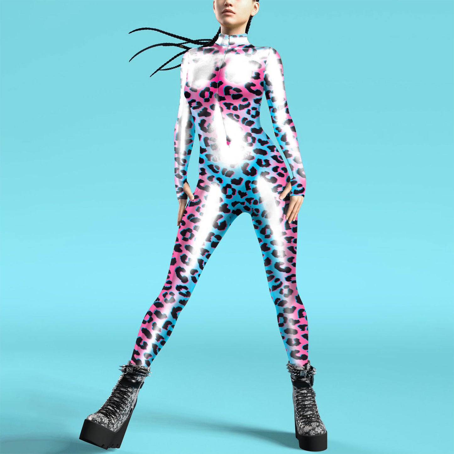 3D Digital Printed Buttoned Hand Jumpsuit