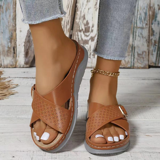 Stylish Buckle Wedge Sandals for Summer