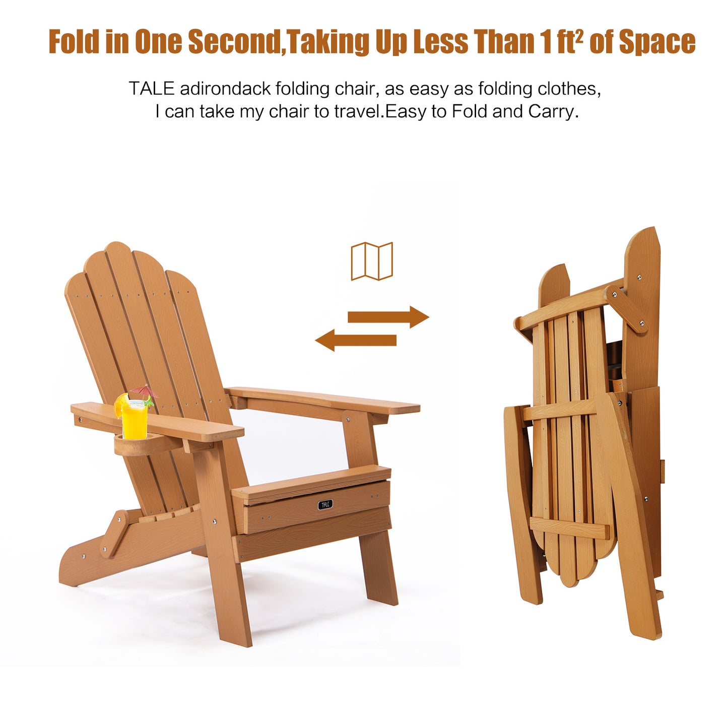 TALE Folding Adirondack Chair with Ottoman & Cup Holder