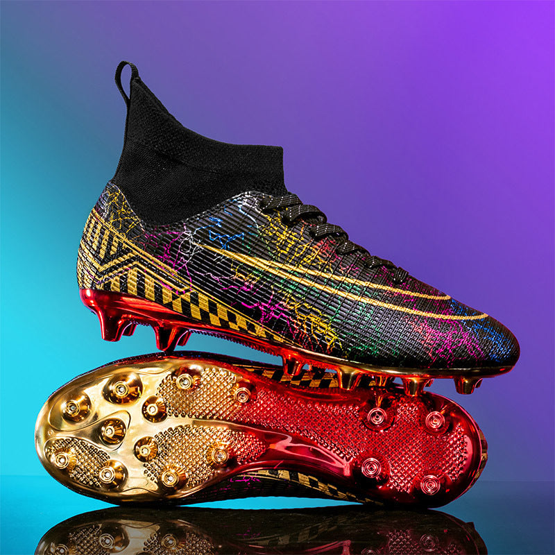 High-top Soccer Shoes Gold Plated Bottom Training Shoes