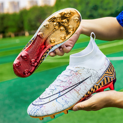 High-top Soccer Shoes Gold Plated Bottom Training Shoes