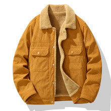 Men's Corduroy Jacket Berber Fleece Coat Warm Jacket