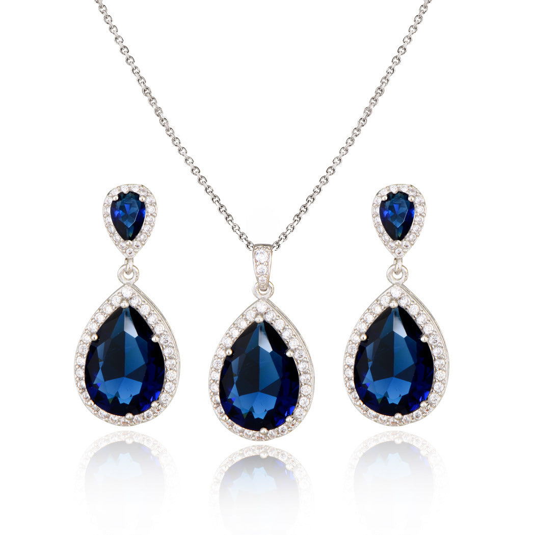 Graceful Zircon Water Drop Jewelry Set