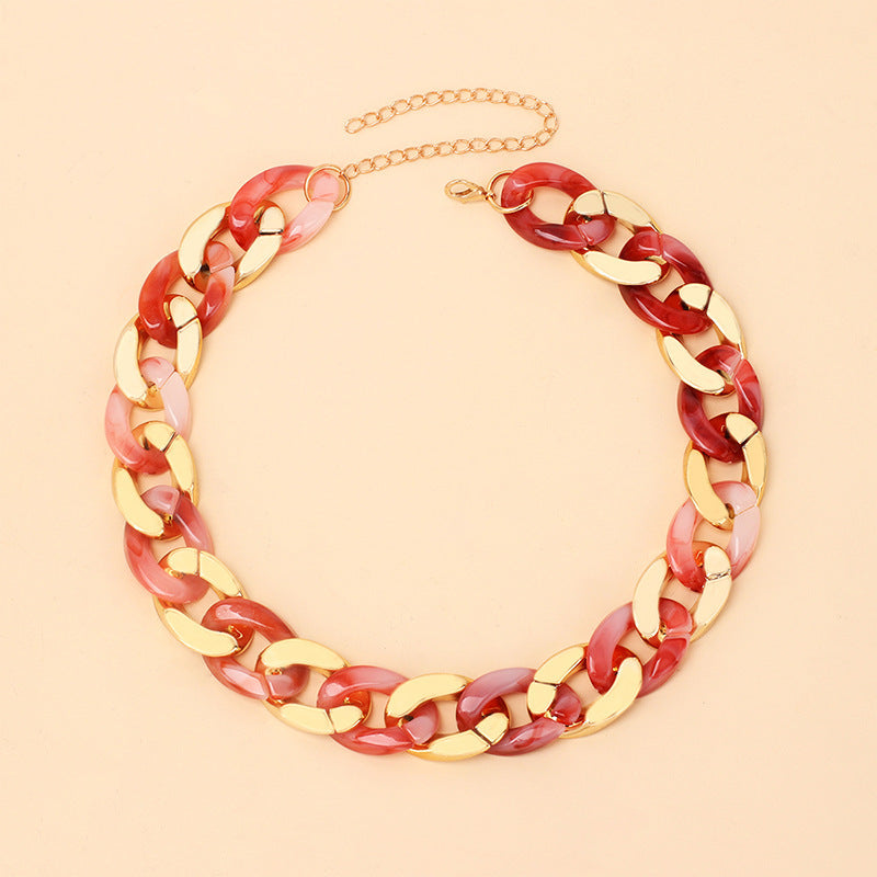 Cold Wind Resin Stitching Necklace