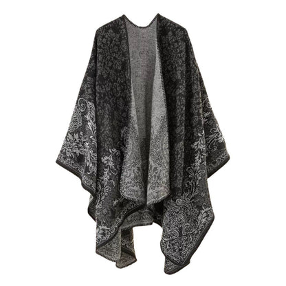 Women's Double-Sided Tassel Split Cloak Shawl: Classical Style