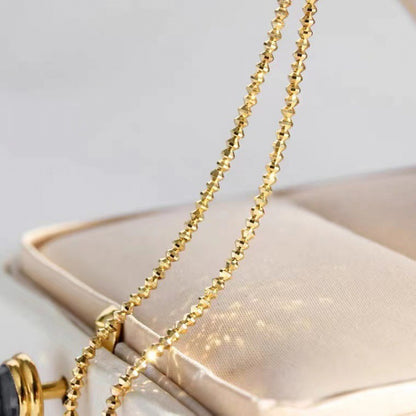 18K Gold Laser Bead Wave Chain Necklace