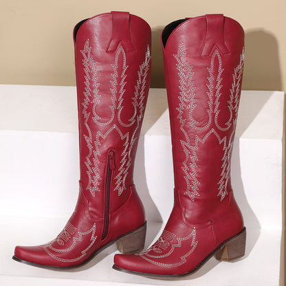 Vintage Embroidered Knee-High Boots