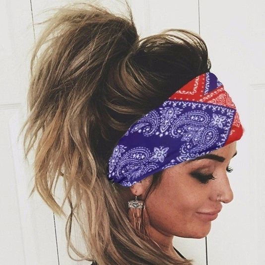 Printing Elastic Hair Band Colorful Geometric Wide-brimmed Sports Headband