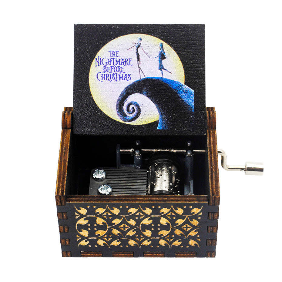 Hand Crank Wooden Music Box - Spirited Away, Antique Carved Design