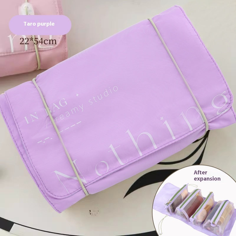 Portable Folding Travel Cosmetic Bag with Detachable Compartments