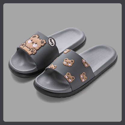 Cute Cartoon Bear Slippers: Unisex, Non-slip