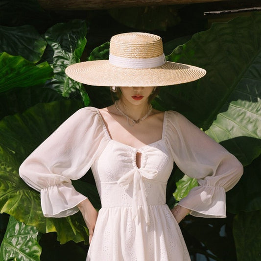 Seaside Sunshade Beach Super Large Brim Flat Top Straw Sun Hat