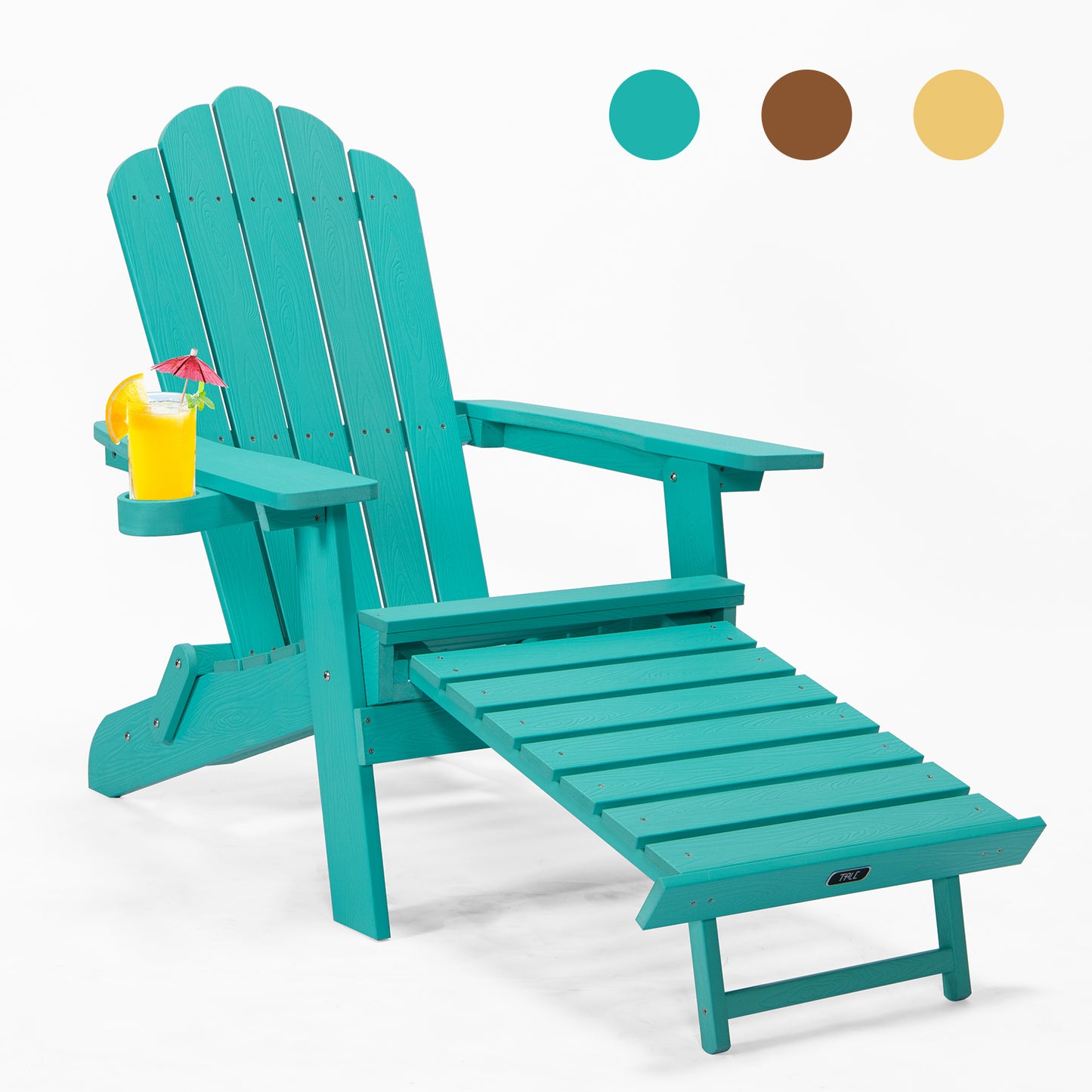 TALE Folding Adirondack Chair with Ottoman & Cup Holder