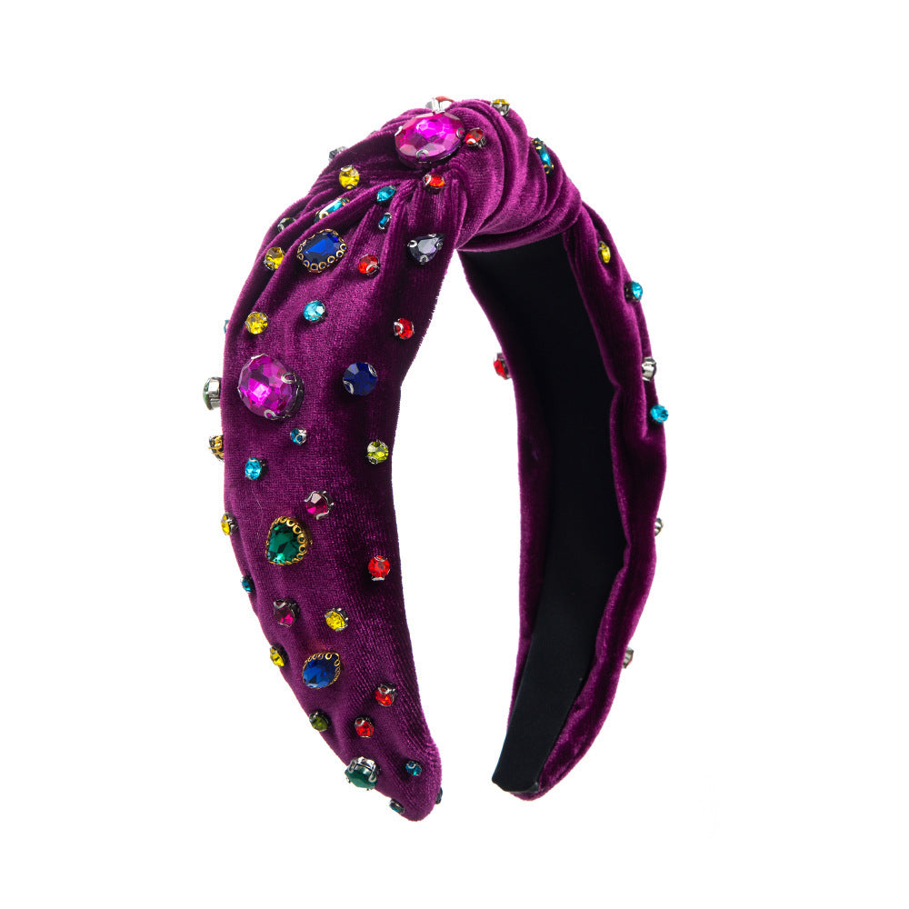 Crystal Knotted Fabric Headband Colorful Diamond