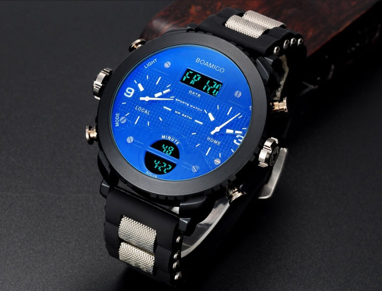 Men's Triple Time Zone Quartz Watch