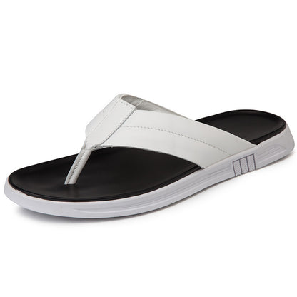 Men's Summer Leather Flip-flops Beach Slippers