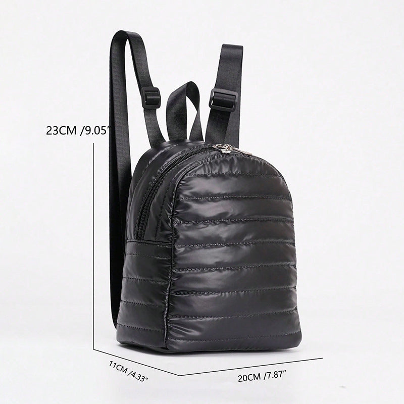 Cotton-Padded Down Embroidery Thread Backpack