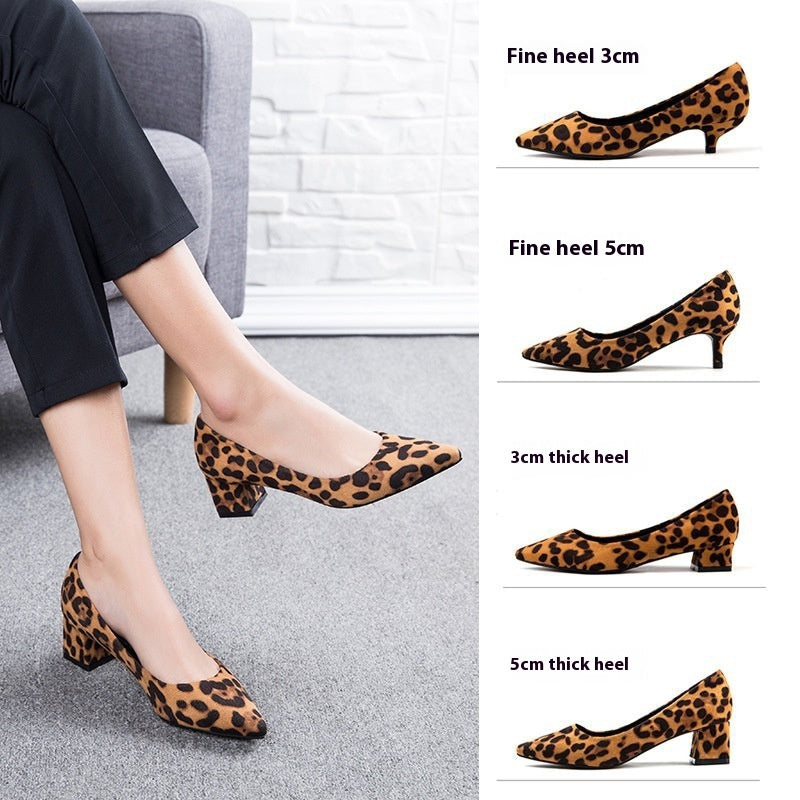 Leopard Pointed High Heels Korean Style