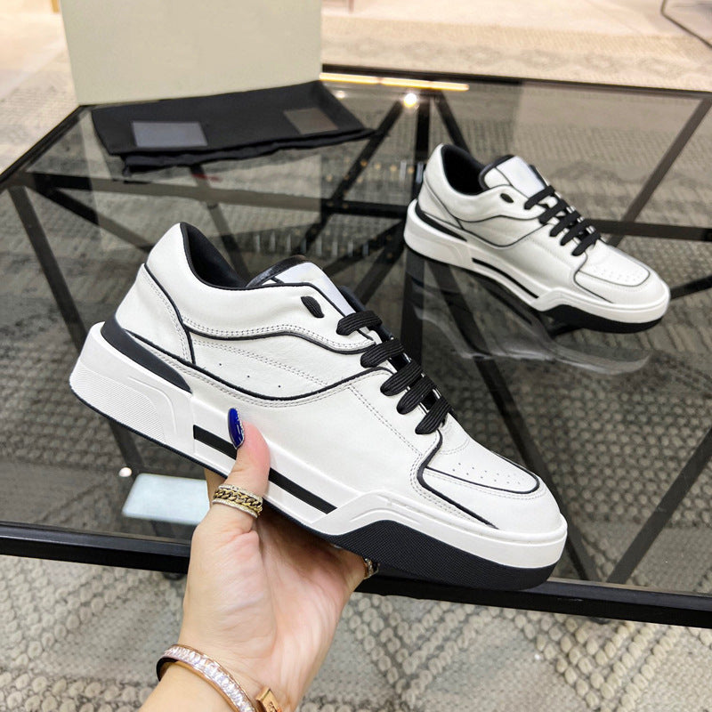 Breathable Leather Lace-up Fashion Sneakers