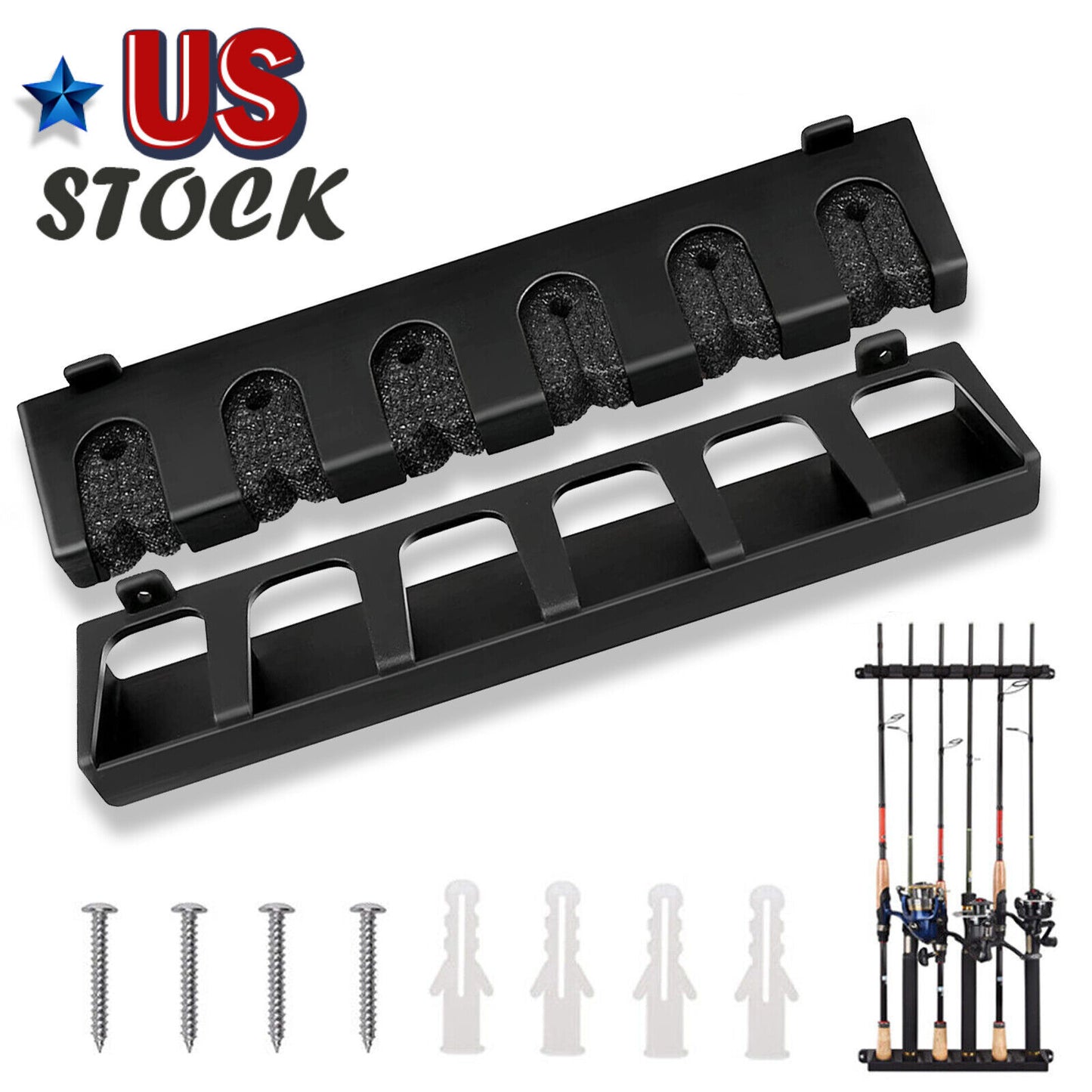 Fishing Rod Rack Vertical Holder Horizontal Wall Mount Boat Pole Stand Storage