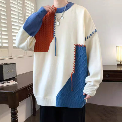 Colorblock Pullover Sweater for Men