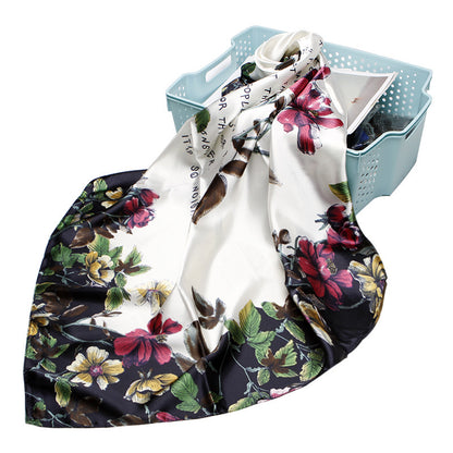 High-end Versatile Retro Printed Artificial Silk Scarf For Women