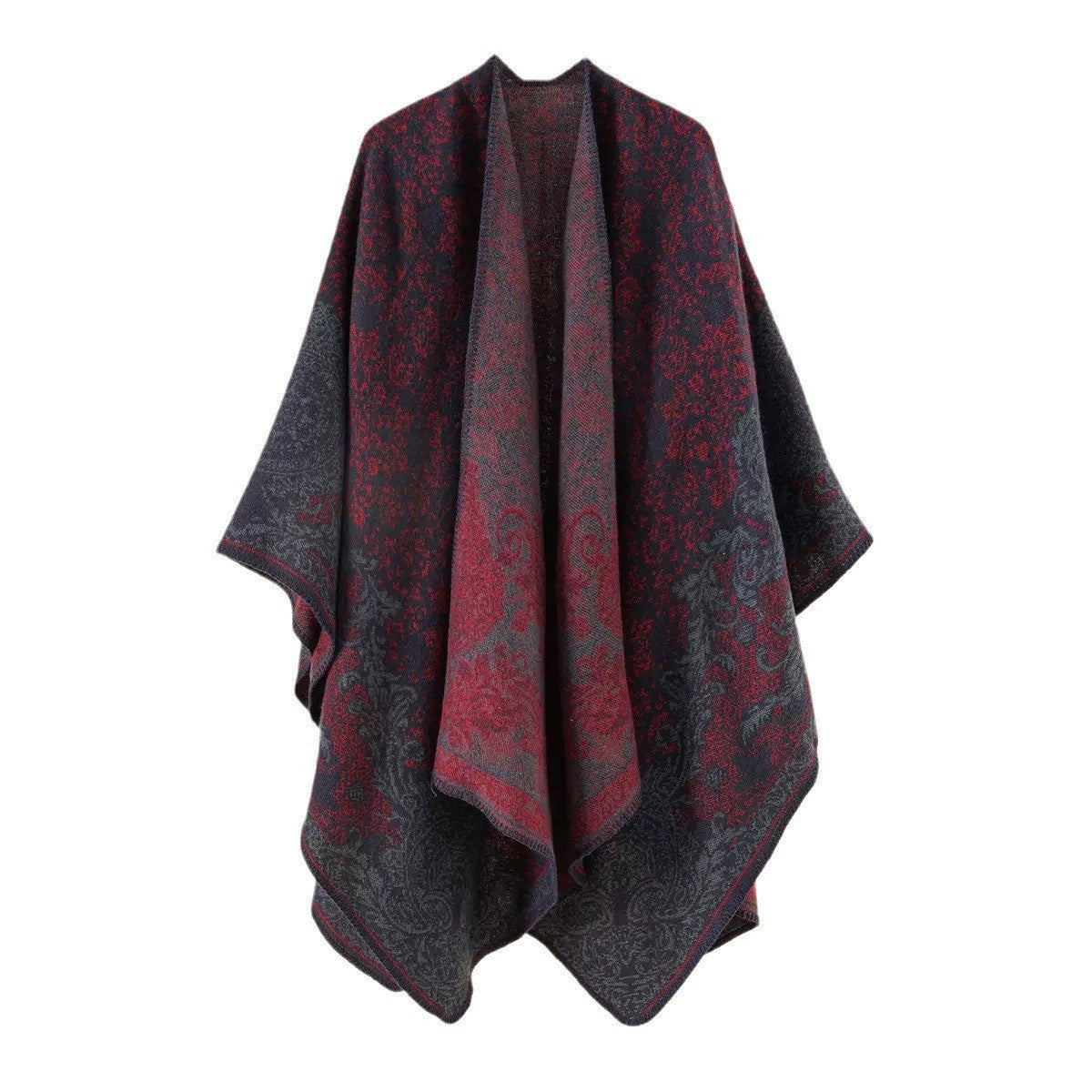 Women's Double-Sided Tassel Split Cloak Shawl: Classical Style