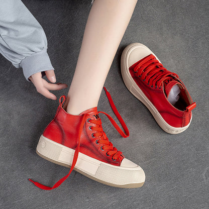 Vintage High-top Cowhide Casual Sneakers