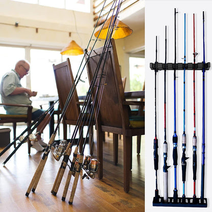 Fishing Rod Rack Vertical Holder Horizontal Wall Mount Boat Pole Stand Storage