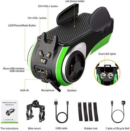 5-in-1 Bike Light, Speaker, Power Bank & Phone Holder