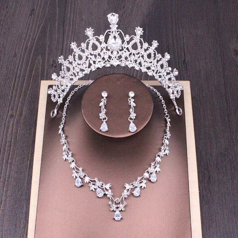 Bridal Rhinestone Crown Necklace Set