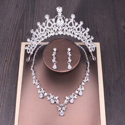 Bridal Rhinestone Crown Necklace Set