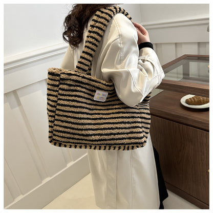 Korean Casual Striped Tote Shoulder Bag