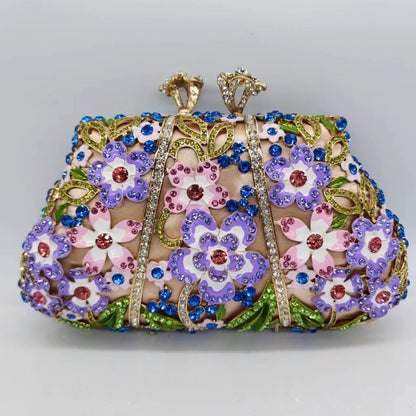 Enamel Flower Diamond Clutch