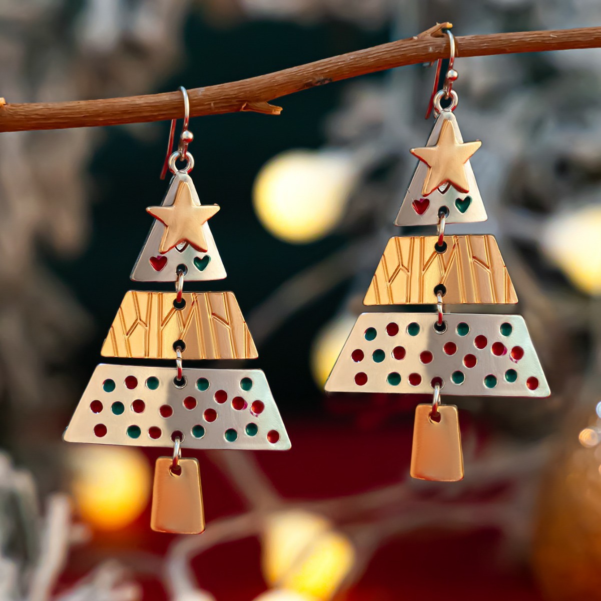 Christmas Tree Necklace and Earrings Set