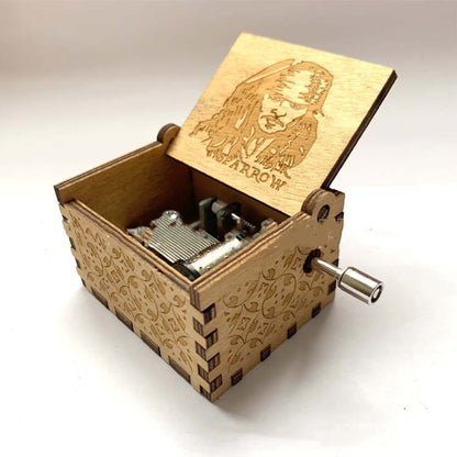 Hand Crank Wooden Music Box - Spirited Away, Antique Carved Design