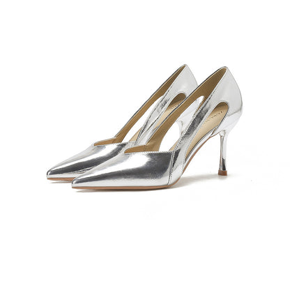 Stiletto Heel Hollow Point Pumps