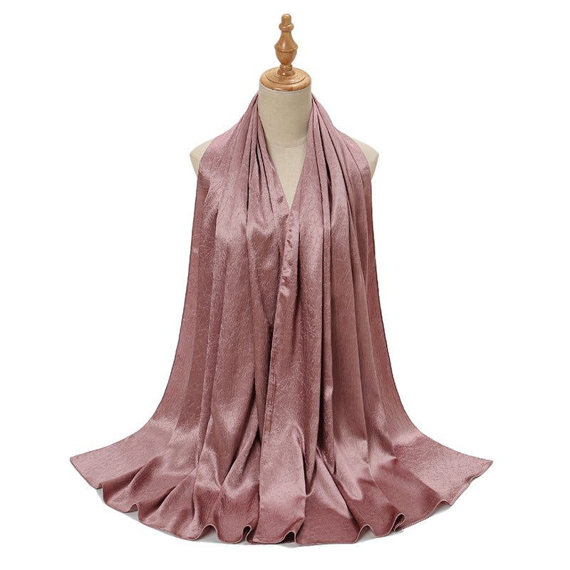 Satin Pleated Women's Scarf Headscarf