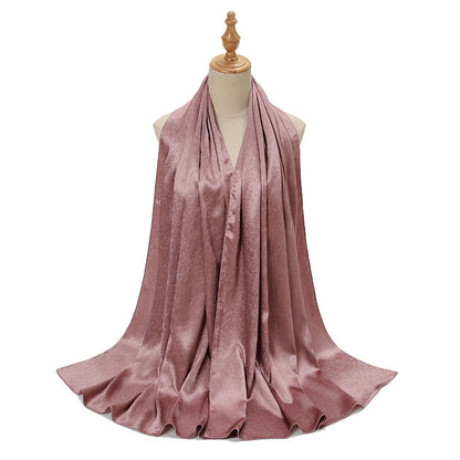 Satin Pleated Women's Scarf Headscarf