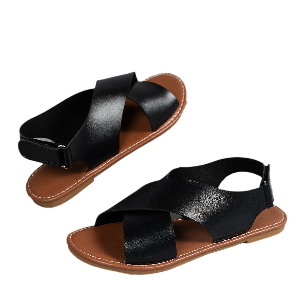 Retro Wide Strap Open Toe Sandals