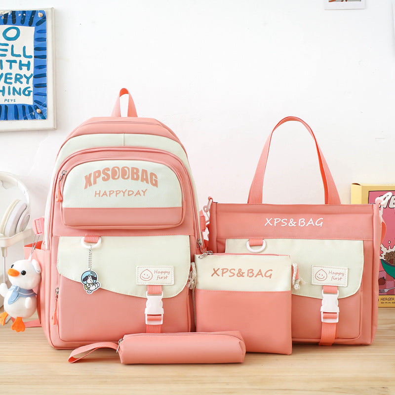 Four-piece Ins Schoolbag For Junior And Senior High Schools