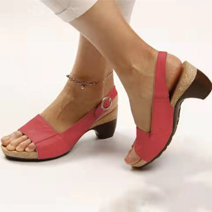 Peep Toe Chunky Heel Sandals