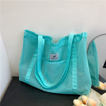 Transparent Mesh Shoulder Shopping Bag