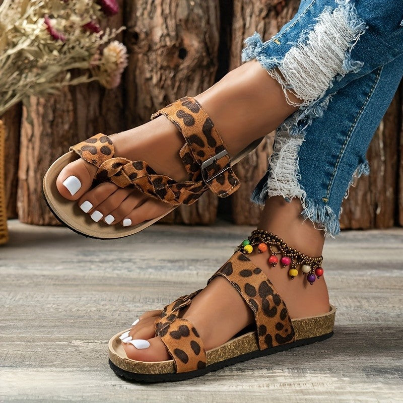 Leopard Print Platform Slippers Plus Size Chic