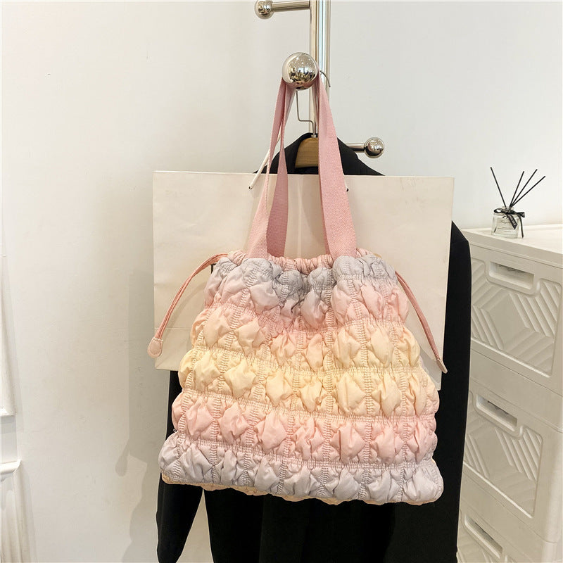 Large Capacity Soft Shoulder Drawstring Tote Bag