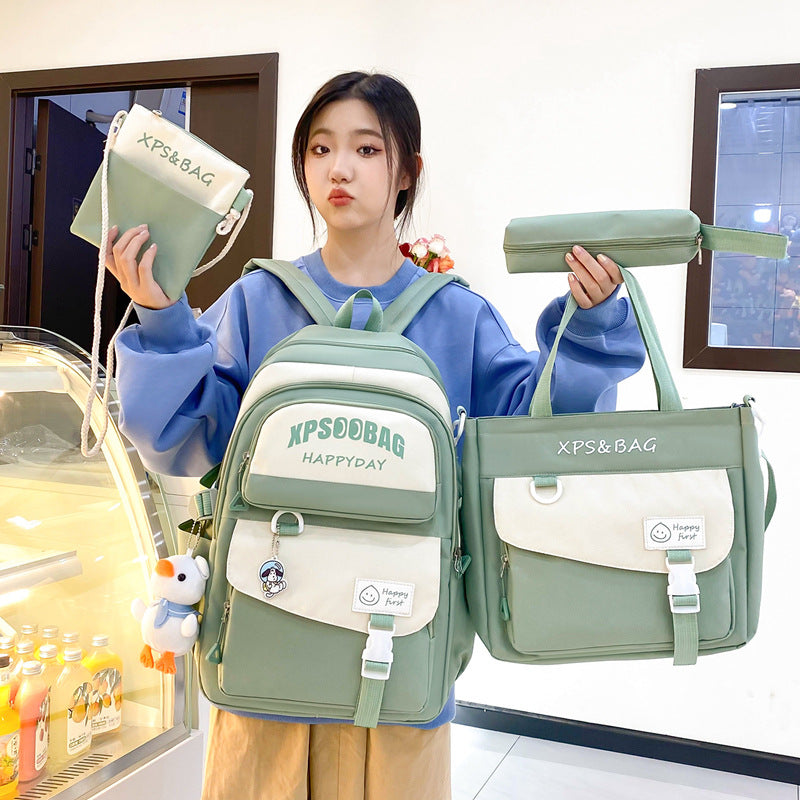 Four-piece Ins Schoolbag For Junior And Senior High Schools